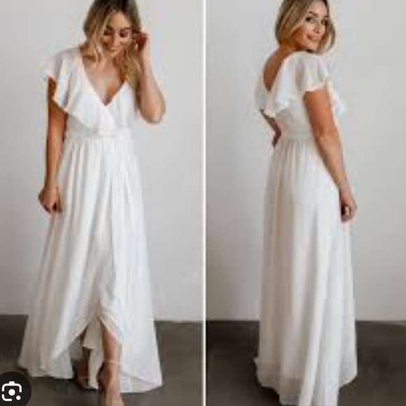 Baltic Born Katya Ruffle Maxi Dress White Size M Bridal Garden Party Flowy - Picture 1 of 15